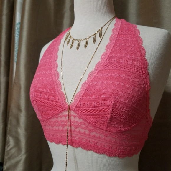 VICTORIA'S SECRET Long Line Pink Halter Bra - Picture 2 of 6